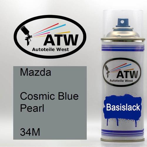 Mazda, Cosmic Blue Pearl, 34M: 400ml Sprühdose, von ATW Autoteile West.